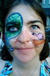 Donna with face paint at the party